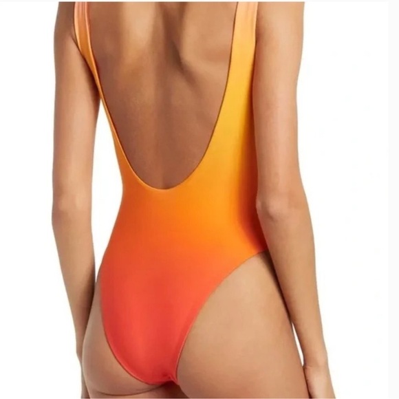 NEW WeWoreWhat Pink Orange Ombre High Cut One Piece Bathing Suit Large - Picture 2 of 5